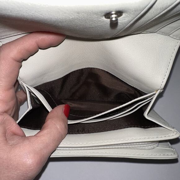 COACH Vintage Leather Turnlock Wallet Flap Beige Early 2000s Authentic - Picture 10 of 11